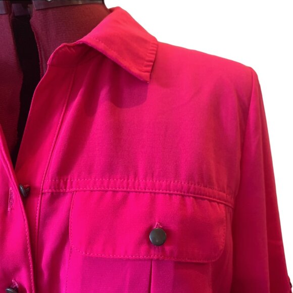 BEBOP - Pink Roll Up Sleeve Duo Pocket Safari Belted Collared Shirt Dress - Picture 9 of 14